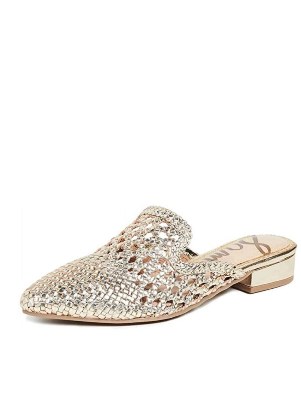 Sam Edelman Clara Woven Mule in Gold Leather